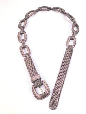 Belt Genuine Snakeskin Lavender Leather Lined Rings Lady's M sz Unused Vintage